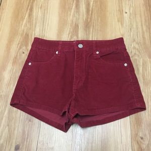 Red corduroy Garage shorts